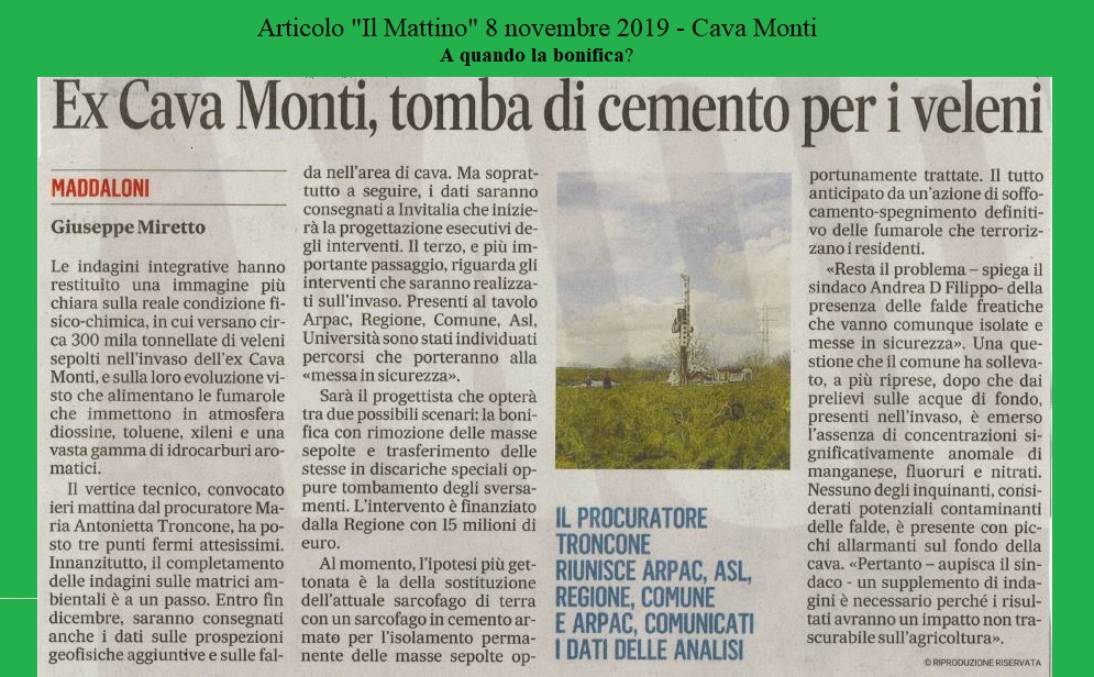 Il Mattino 8 Novembre 2019 - Cava Monti